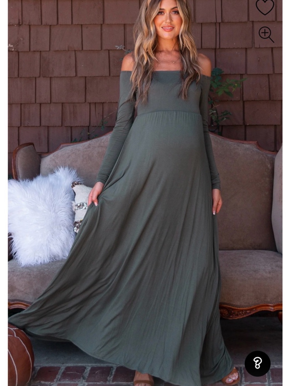 BLUE PinkBlush Solid Off Shoulder Maternity Maxi Dress